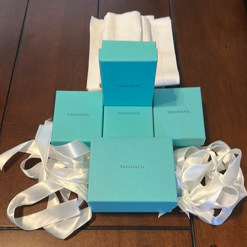 Tiffany & Co. Turquoise Boxes with Satin White Ribbons